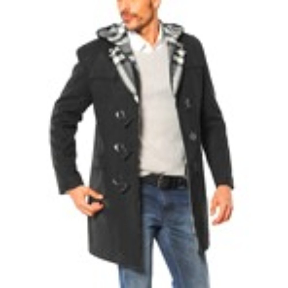 Dewberry Men's "Michael" Wool Overcoat - Black